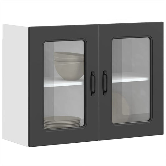 Armário de parede de cozinha porta vidro Kalmar preto