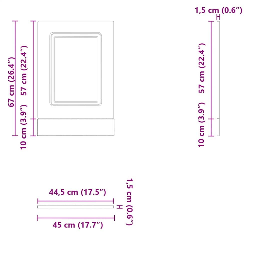 Painel máquina lavar louça Kalmar 45x1,5x67cm carvalho castanho