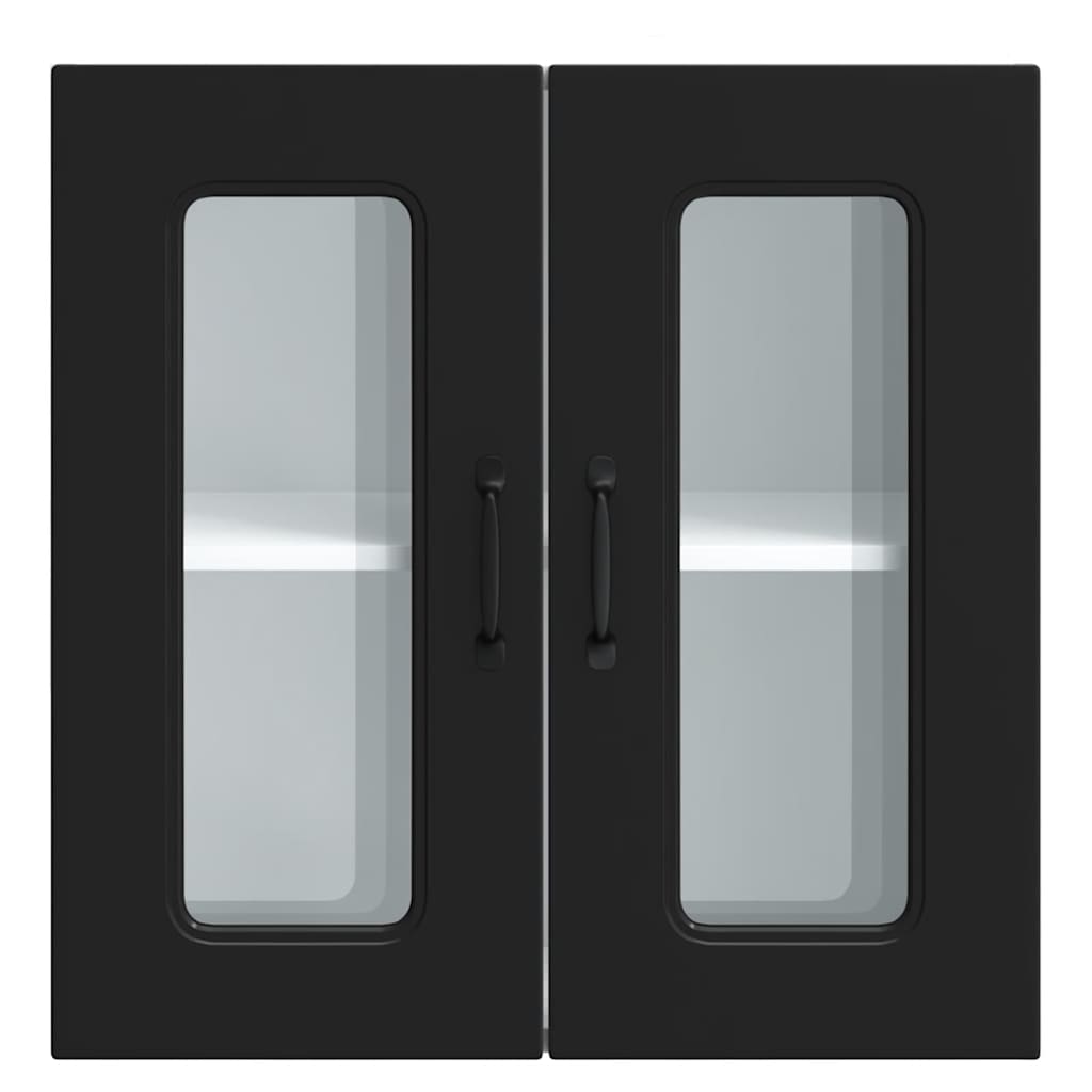 Armário de parede de cozinha porta vidro Kalmar preto