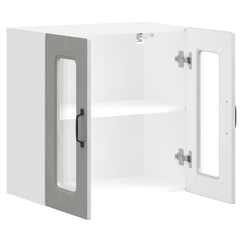Armário de parede de cozinha porta vidro Kalmar concreto cinza