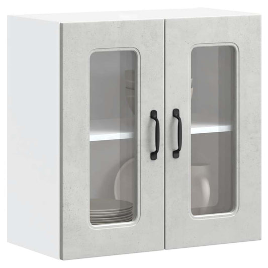 Armário de parede de cozinha porta vidro Kalmar concreto cinza