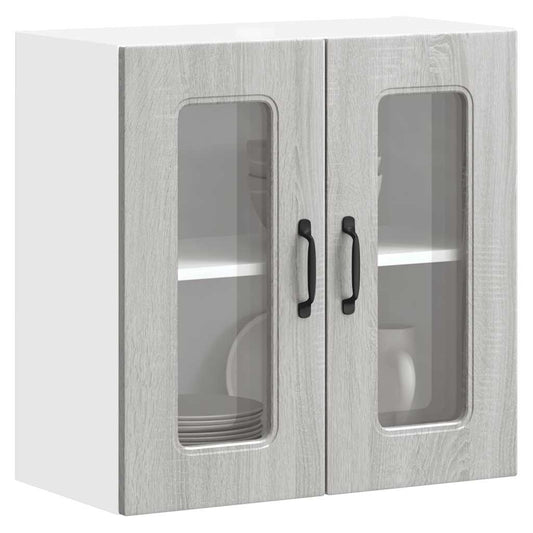 Armário de parede de cozinha porta vidro Kalmar cinza sonoma