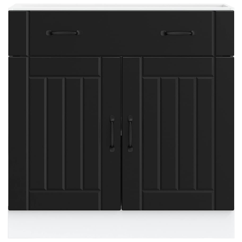 Armário de cozinha baixo Lucca derivados de madeira preto