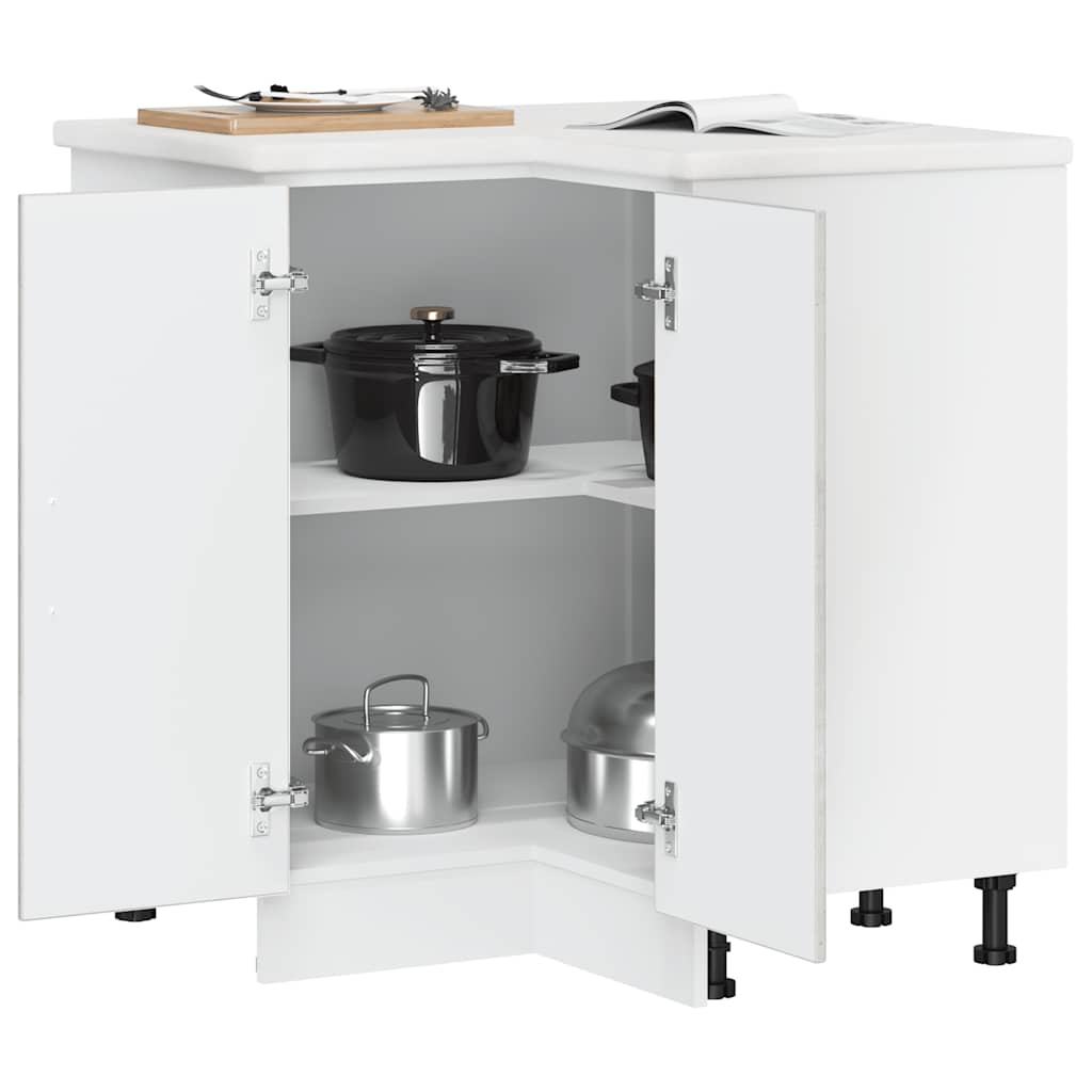 Armário base canto cozinha Lucca madeira cinzento cimento