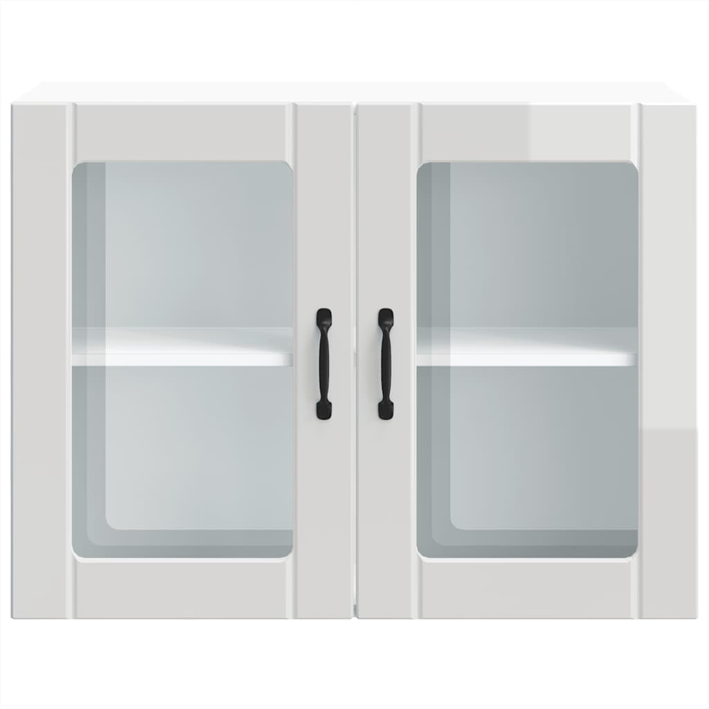 Armário parede de cozinha porta vidro Lucca branco brilhante