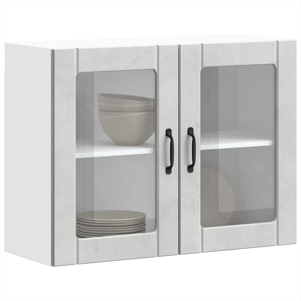 Armário de parede de cozinha porta vidro Lucca cinza cimento