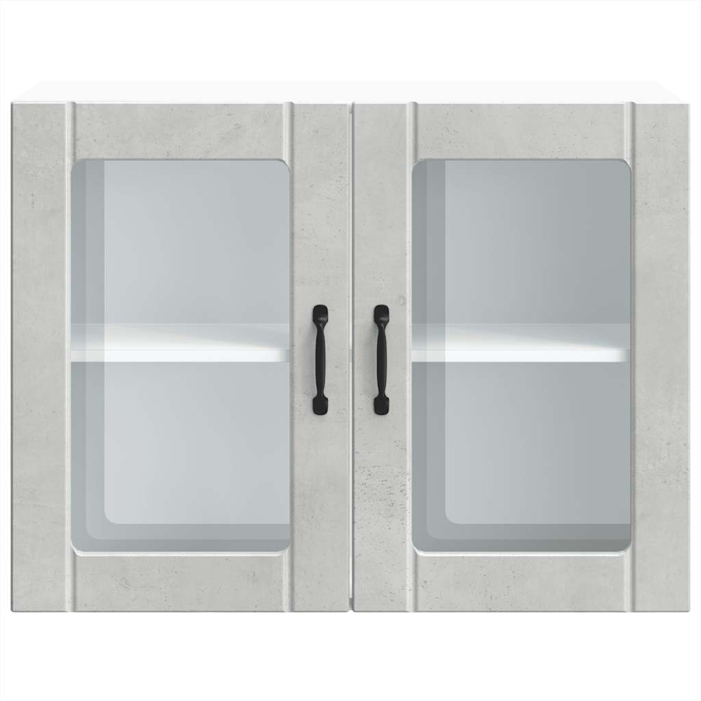 Armário de parede de cozinha porta vidro Lucca cinza cimento