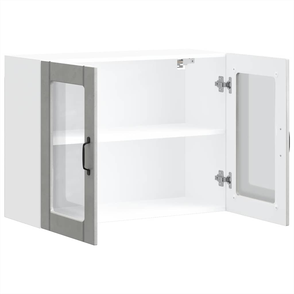 Armário de parede de cozinha porta vidro Lucca cinza cimento
