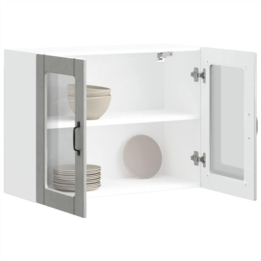 Armário de parede de cozinha porta vidro Lucca cinza cimento