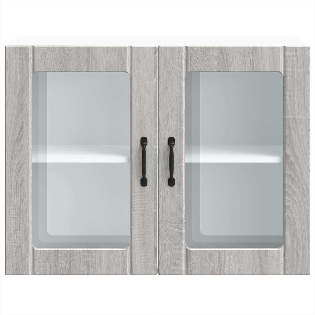 Armário de parede de cozinha porta vidro Lucca cinza sonoma