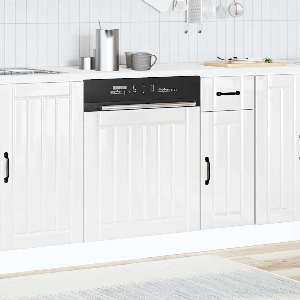 Painel máquina lavar louça derivados madeira branco brilhante