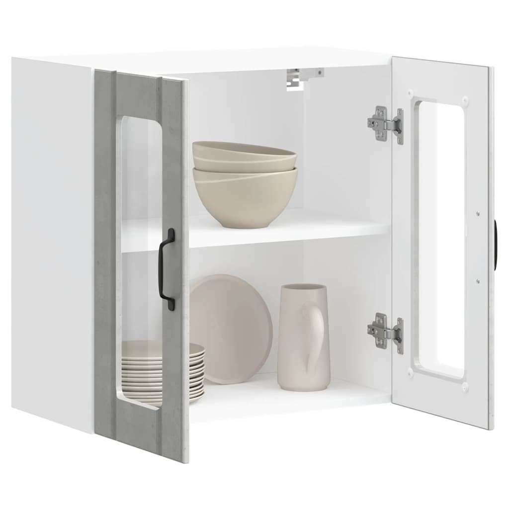 Armário de parede de cozinha porta vidro Lucca cinza cimento