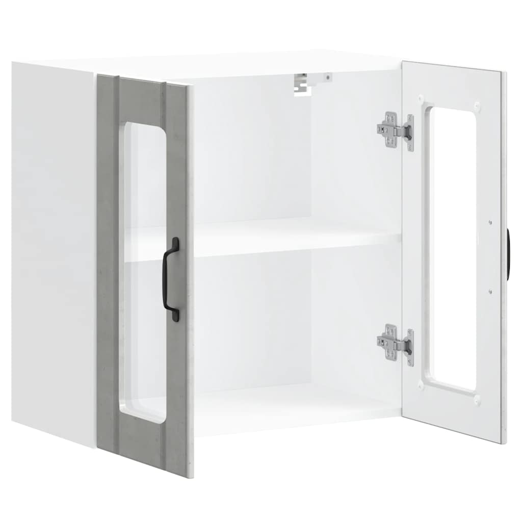 Armário de parede de cozinha porta vidro Lucca cinza cimento