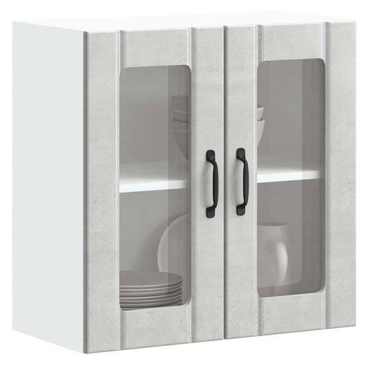 Armário de parede de cozinha porta vidro Lucca cinza cimento