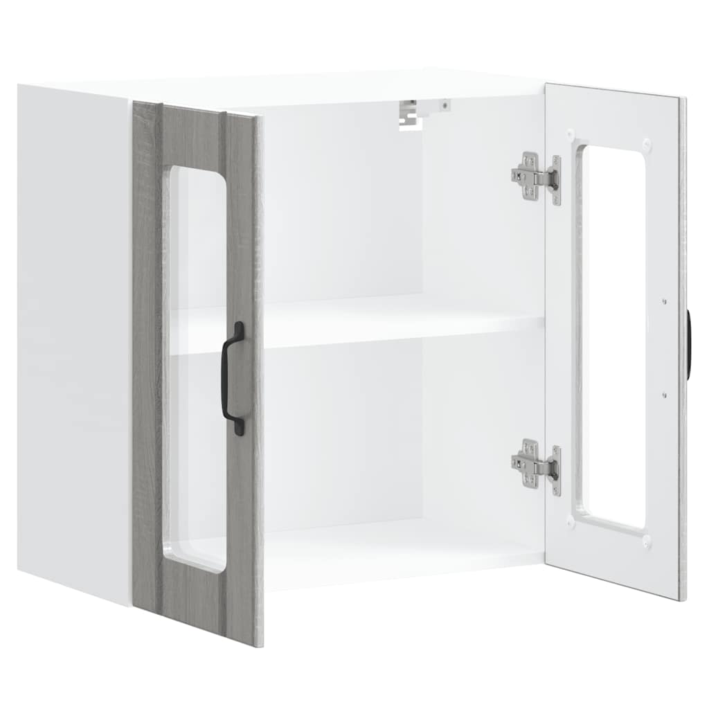 Armário de parede de cozinha porta vidro Lucca cinza sonoma