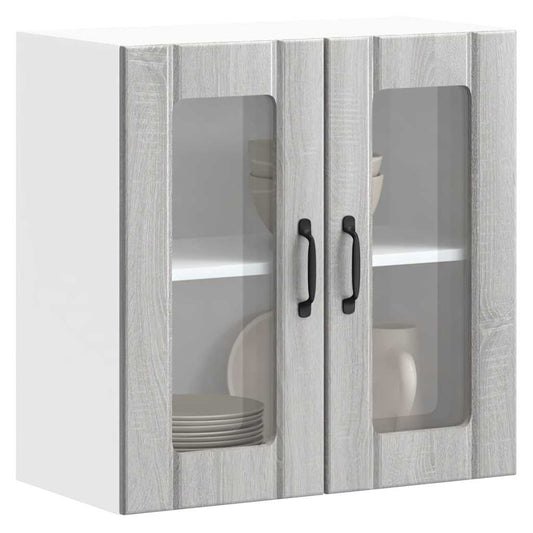 Armário de parede de cozinha porta vidro Lucca cinza sonoma