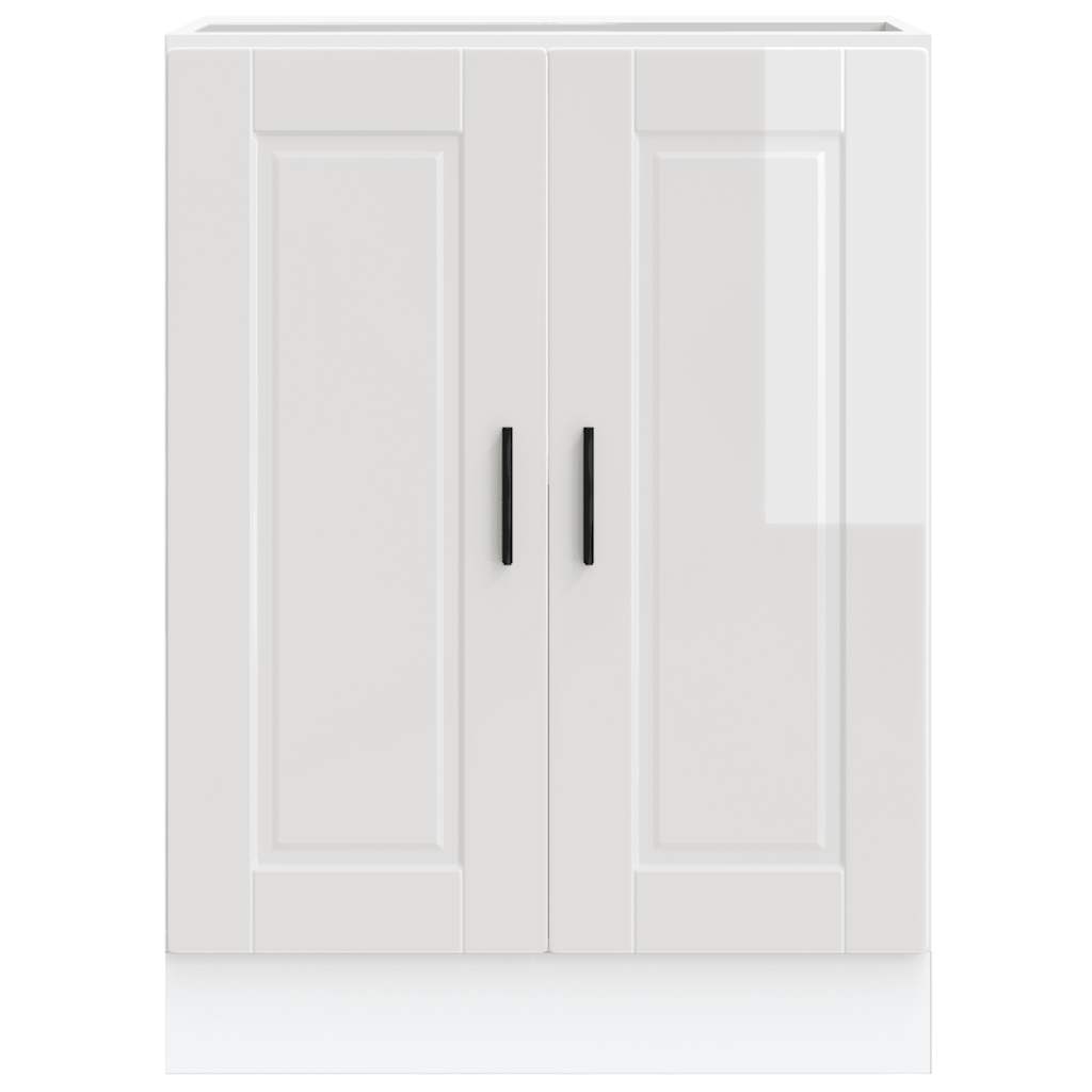 Armário base cozinha Porto derivados madeira branco brilhante
