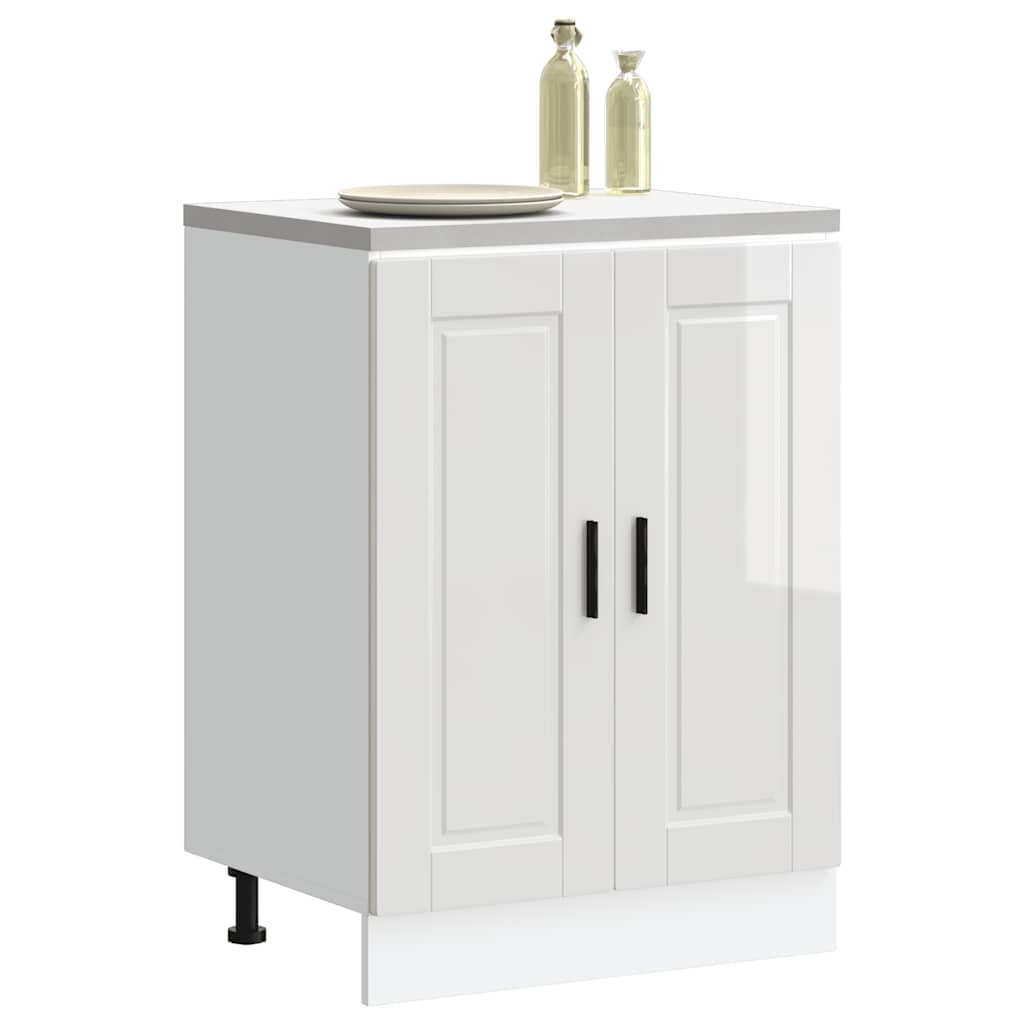 Armário base cozinha Porto derivados madeira branco brilhante