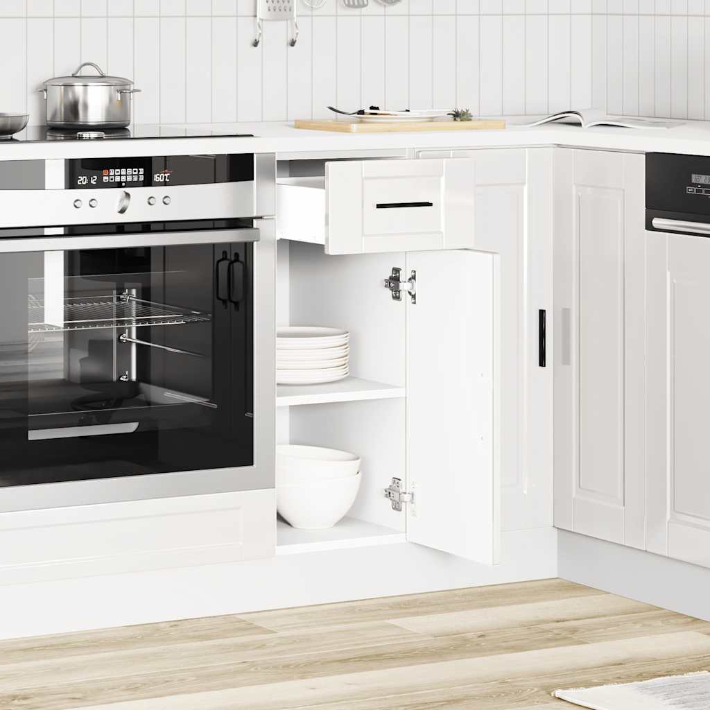 Armário base cozinha Porto derivados madeira branco brilhante