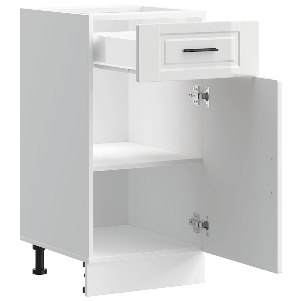Armário base cozinha Porto derivados madeira branco brilhante