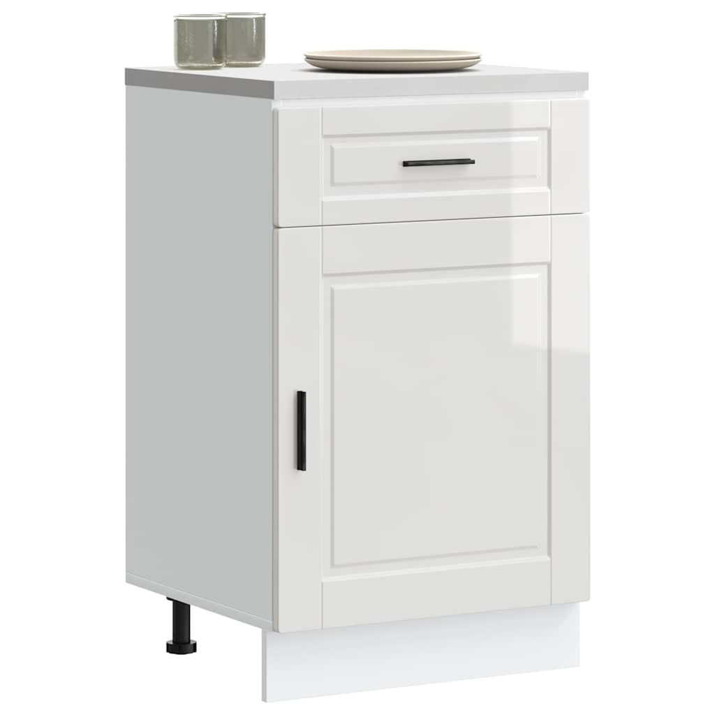 Armário base cozinha Porto derivados madeira branco brilhante