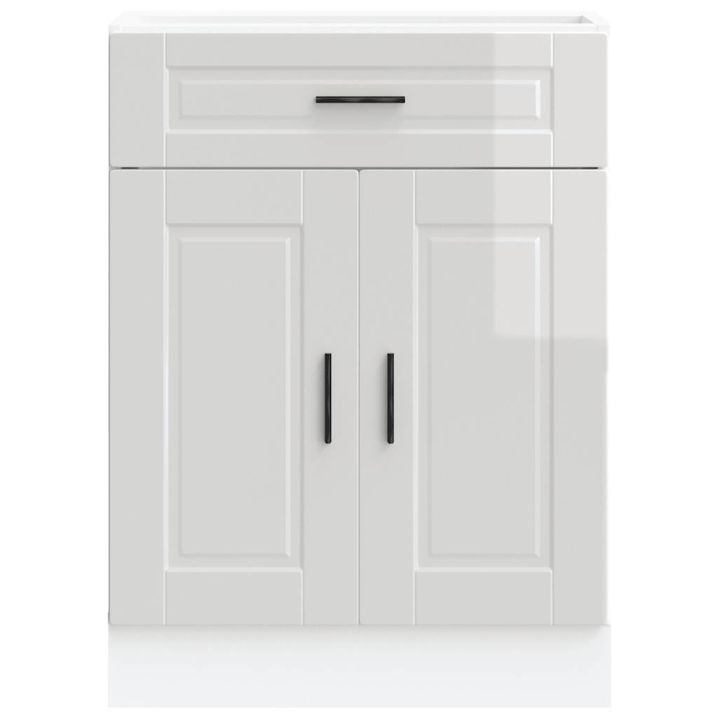 Armário base cozinha Porto derivados madeira branco brilhante