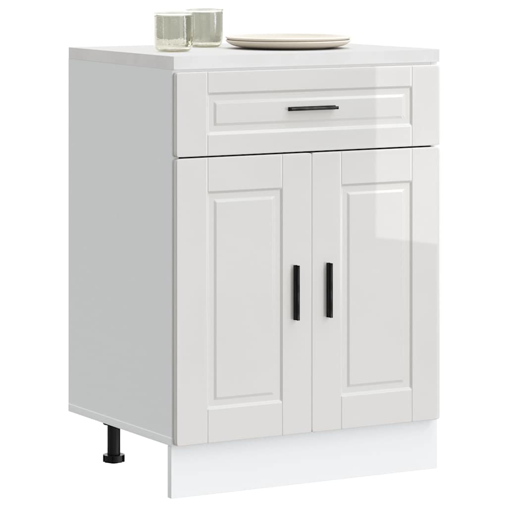 Armário base cozinha Porto derivados madeira branco brilhante