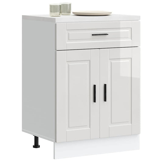 Armário base cozinha Porto derivados madeira branco brilhante