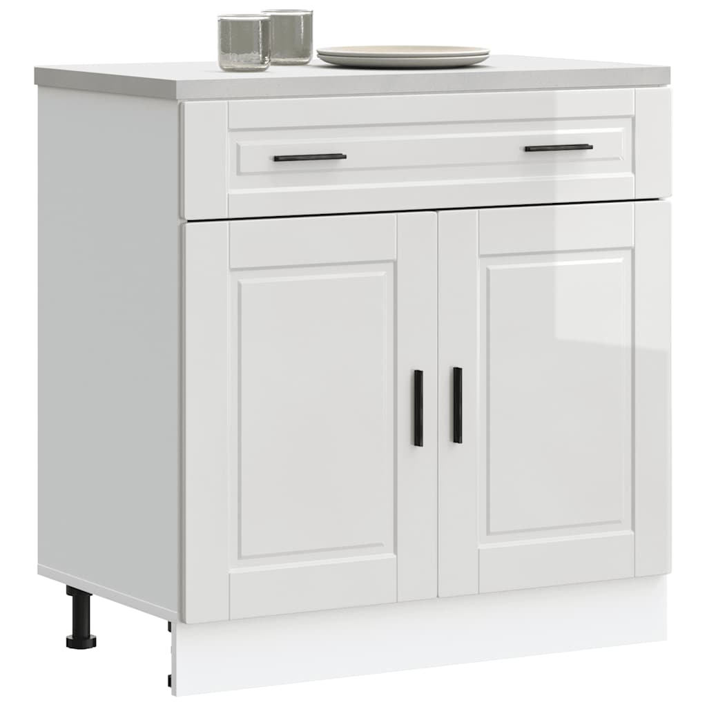 Armário base cozinha Porto derivados madeira branco brilhante