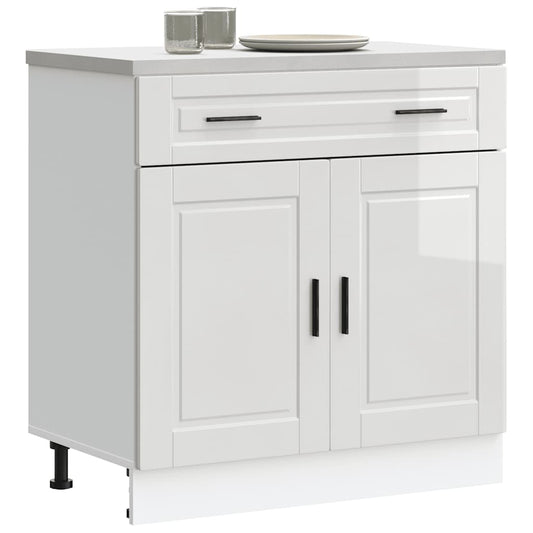 Armário base cozinha Porto derivados madeira branco brilhante