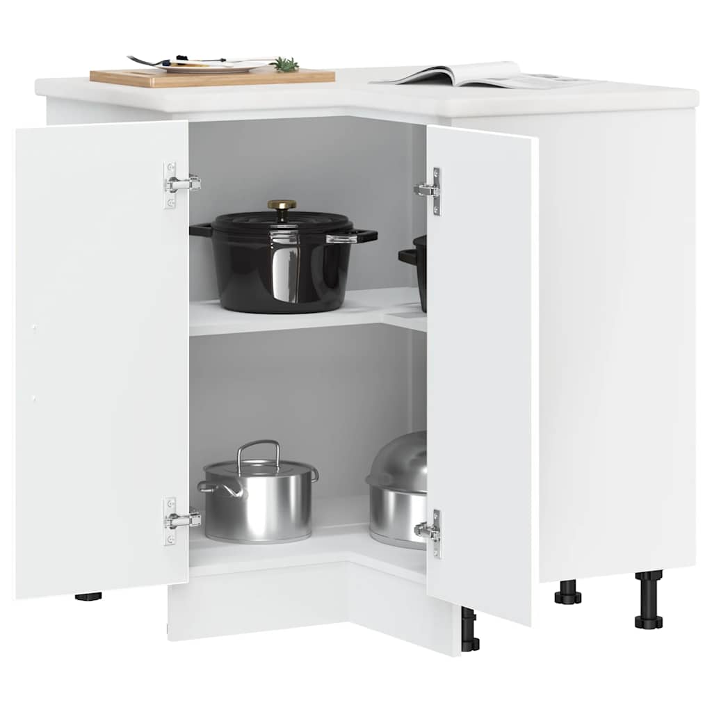 Armário base canto cozinha Porto derivados de madeira branco
