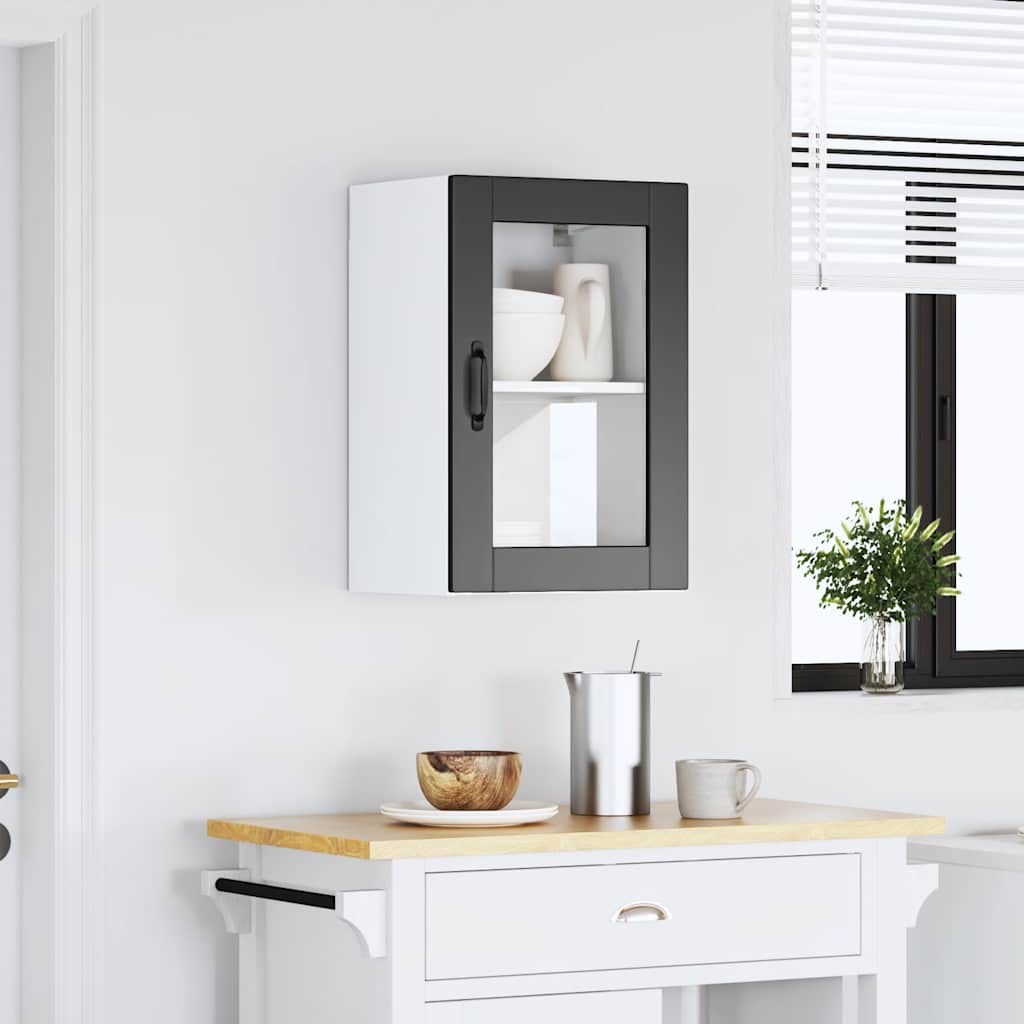 Armário de parede de cozinha com porta de vidro Porto preto