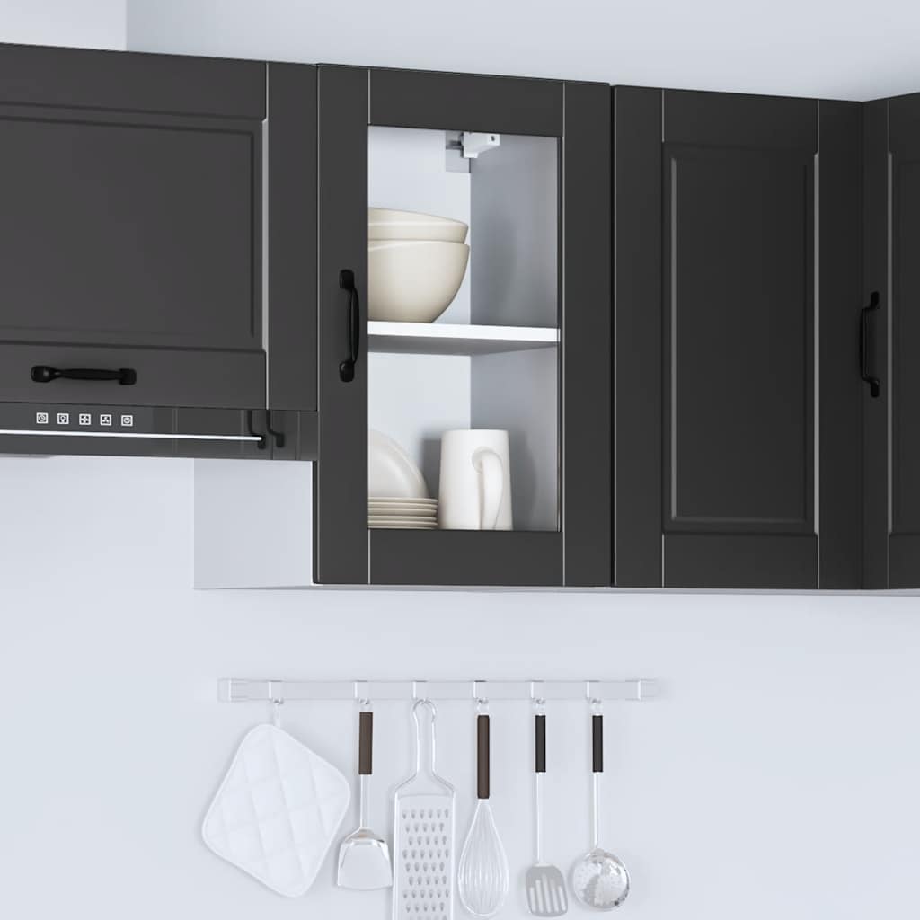 Armário de parede de cozinha com porta de vidro Porto preto