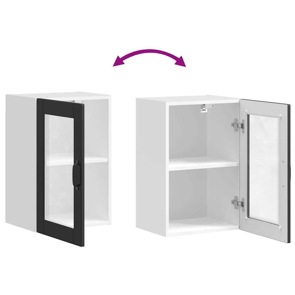 Armário de parede de cozinha com porta de vidro Porto preto