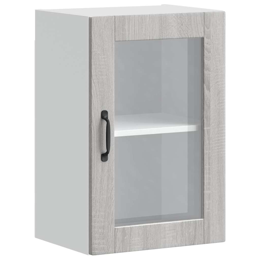 Armário de parede de cozinha porta de vidro Porto cinza sonoma