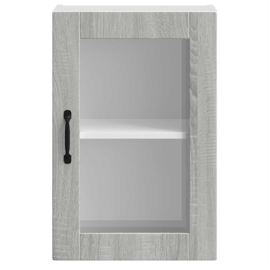 Armário de parede de cozinha porta de vidro Porto cinza sonoma