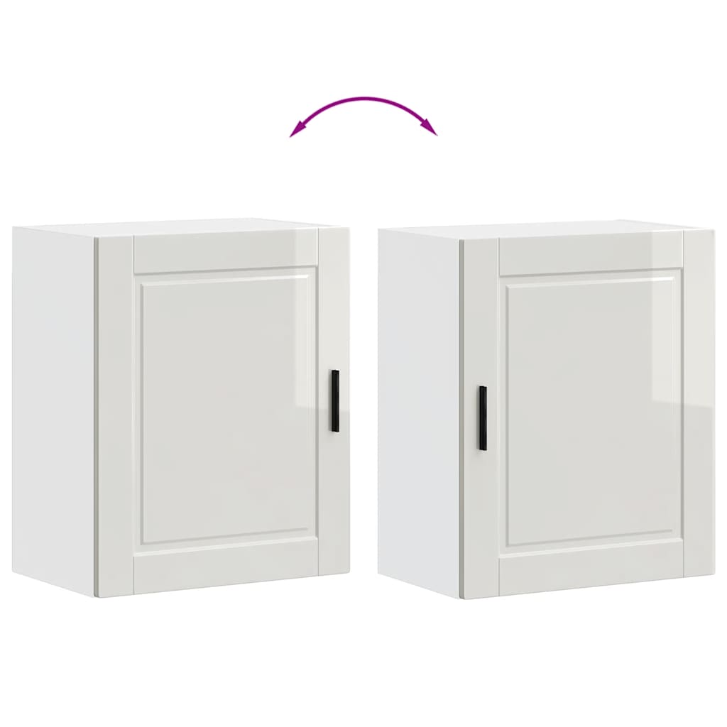 Armários parede cozinha 2 pcs Porto branco brilhante