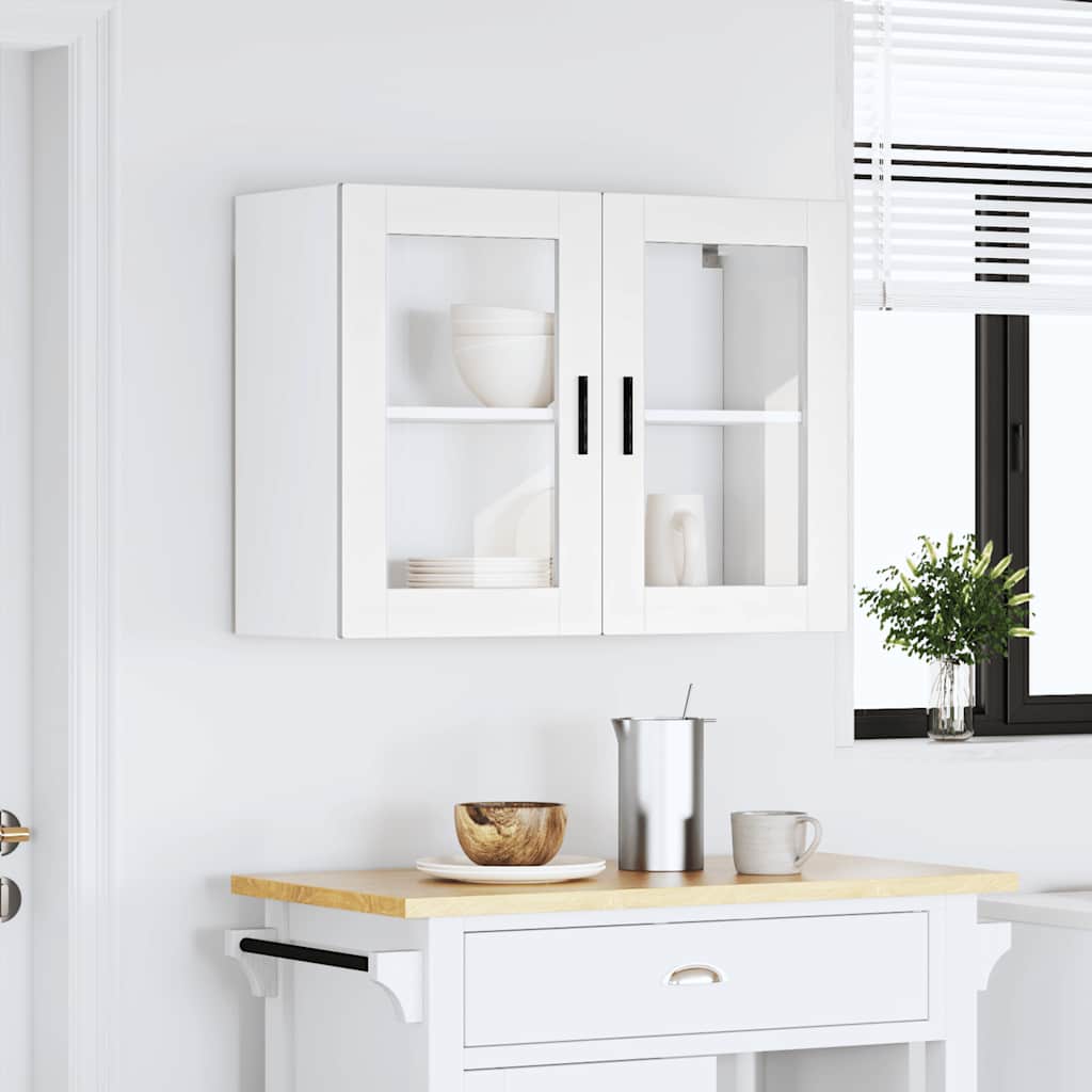 Armário de parede de cozinha com porta de vidro Porto branco