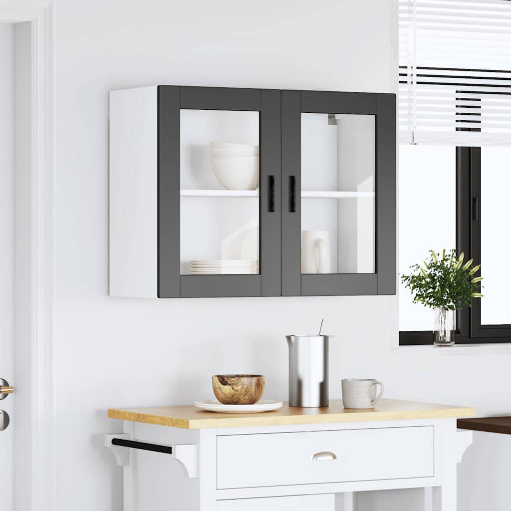 Armário de parede de cozinha com porta de vidro Porto preto