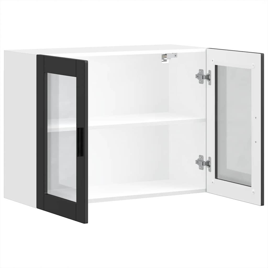 Armário de parede de cozinha com porta de vidro Porto preto