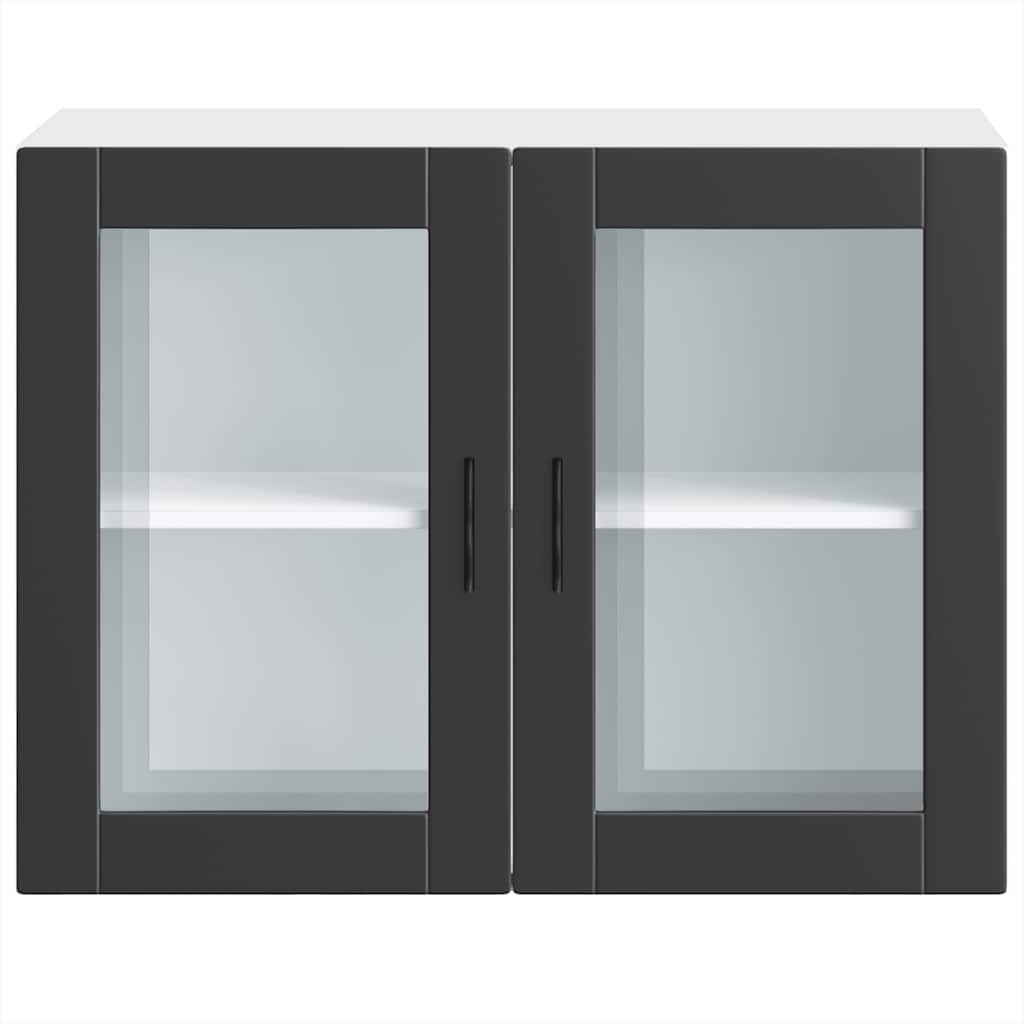 Armário de parede de cozinha com porta de vidro Porto preto