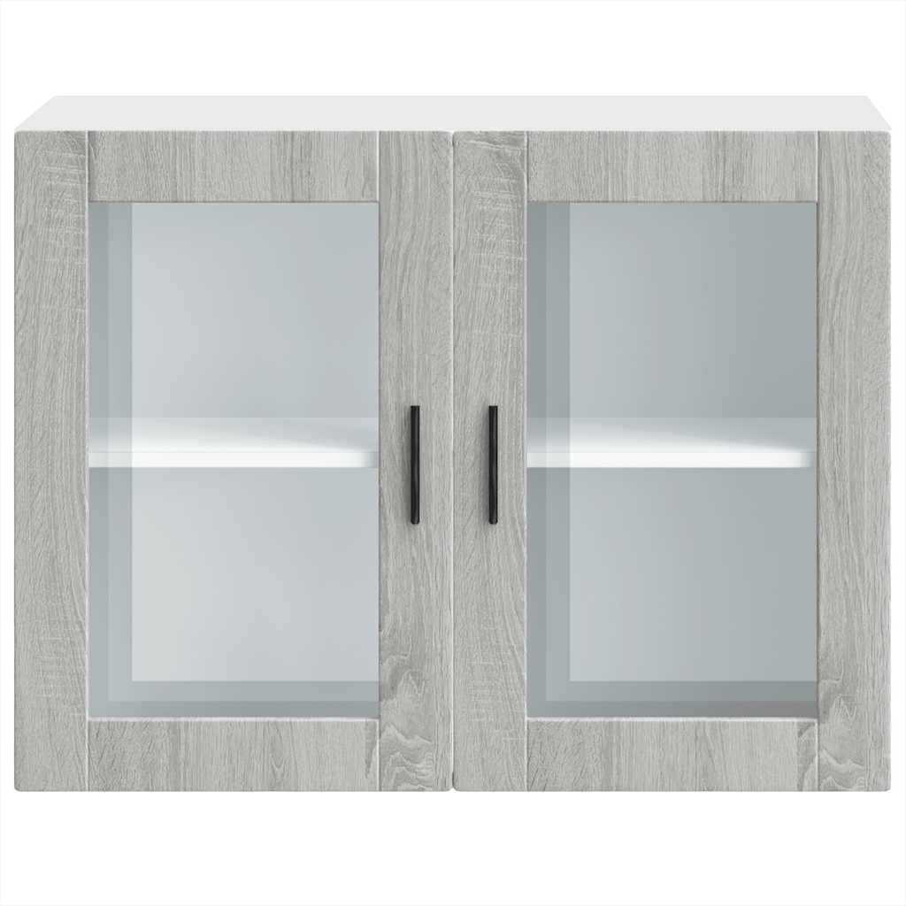 Armário de parede de cozinha porta de vidro Porto cinza sonoma