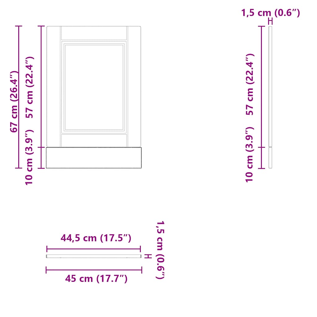 Painel máquina lavar louça Porto cinzento sonoma 45x1,5x67 cm