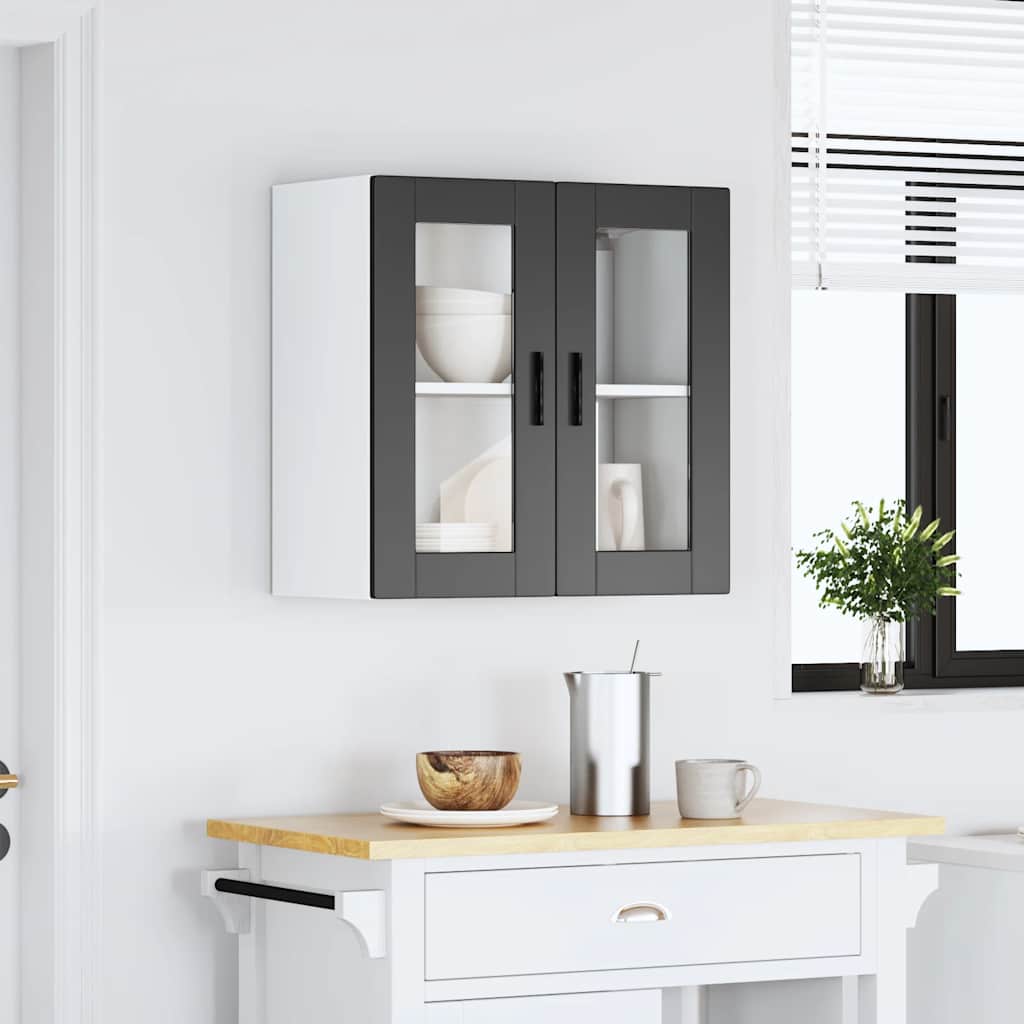 Armário de parede de cozinha com porta de vidro Porto preto