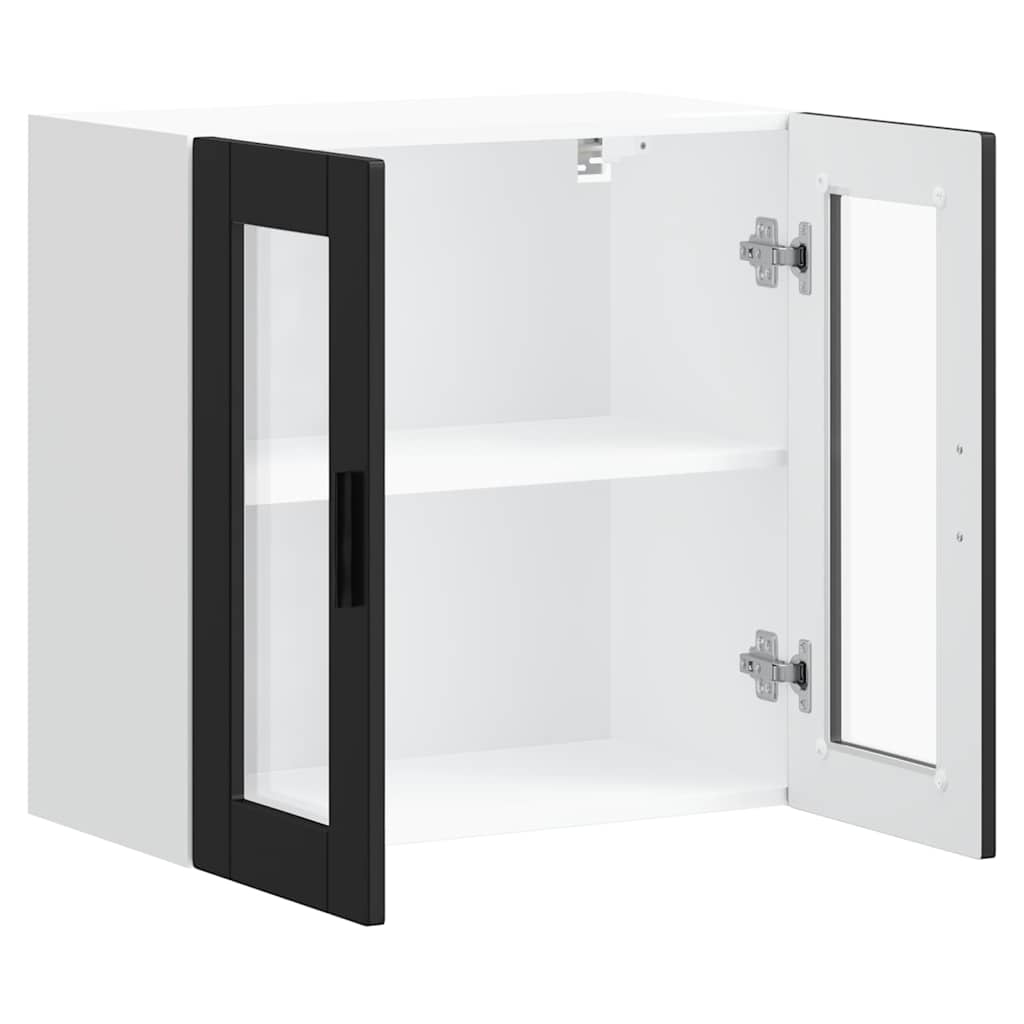 Armário de parede de cozinha com porta de vidro Porto preto