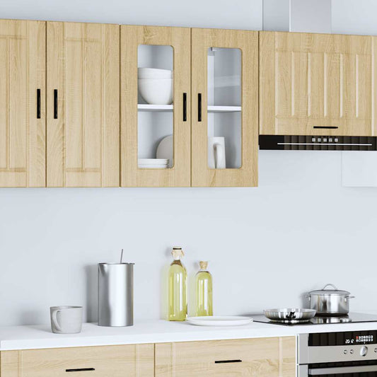 Armário de parede de cozinha porta vidro Porto carvalho sonoma