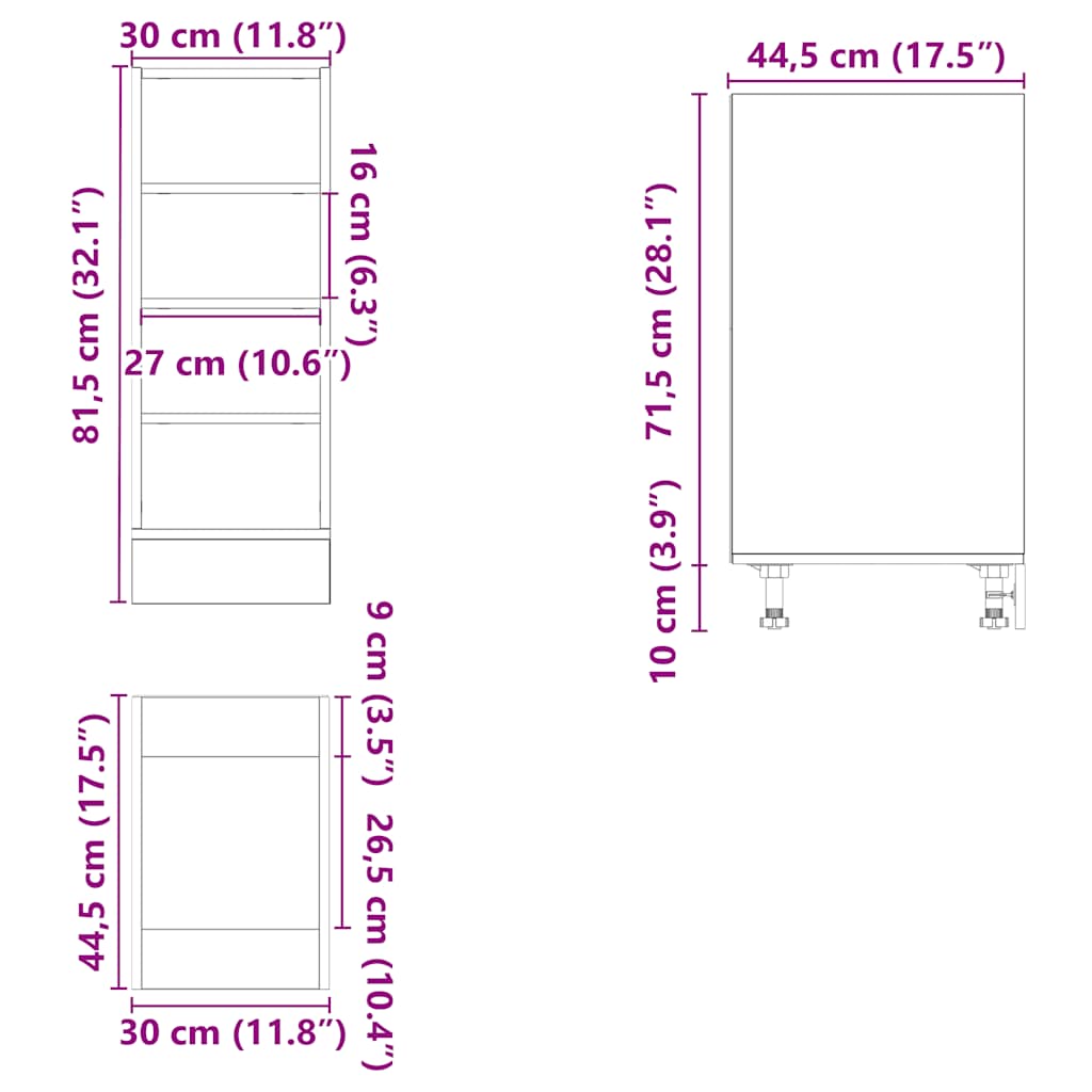 Armário inferior “Riga” branco 30x44,5x81,5cm