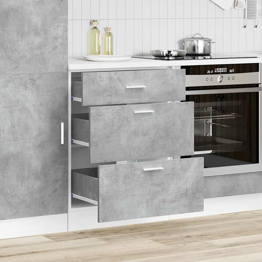 Armário base cozinha “Lyon” betão cinzento madeira projetada