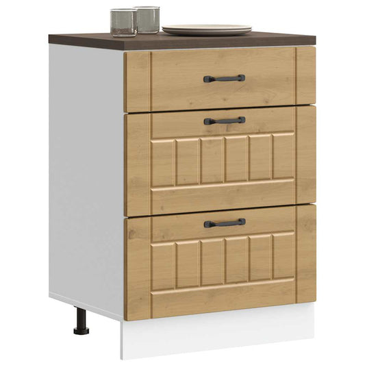 Armário de cozinha baixo Lucca madeira carvalho artisiano