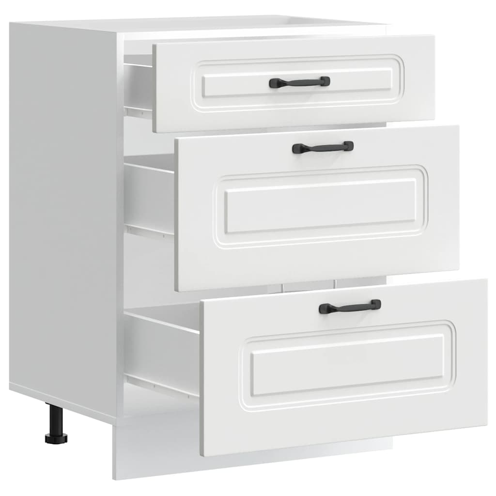 Armário de cozinha baixo Kalmar madeira artificial branca